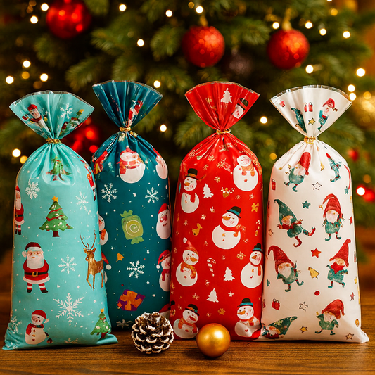 🎁 PureAero™ Kerst Cadeauzakken Set – Santa & Snowman, 25/50 of 100 stuks