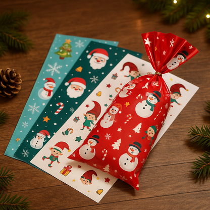 🎁 PureAero™ Kerst Cadeauzakken Set – Santa & Snowman, 25/50 of 100 stuks