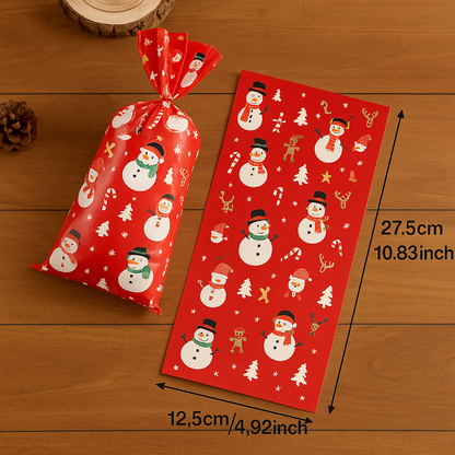 🎁 PureAero™ Kerst Cadeauzakken Set – Santa & Snowman, 25/50 of 100 stuks