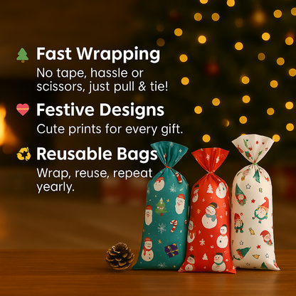 🎁 PureAero™ Kerst Cadeauzakken Set – Santa & Snowman, 25/50 of 100 stuks