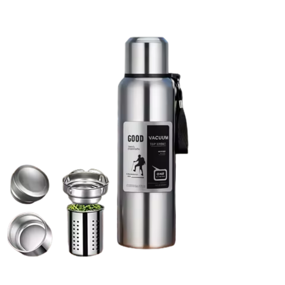 PureAero RVS Thermosfles 2000 ml – met Theefilter & Draaglus