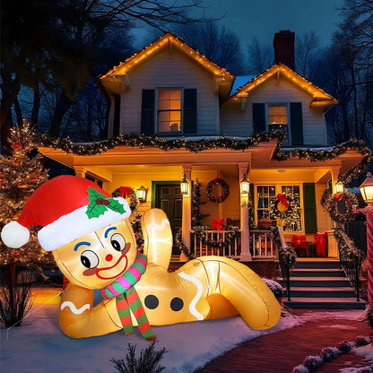 🔥 PureAero™ 3 m Liggende Peperkoekman – XL Formaat, Warme LED-verlichting, Duurzaam Winterontwerp