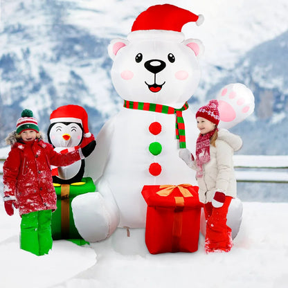 🔥 PureAero™ Kerst Inflatable Ijsbeer – Warm Licht, Groot Formaat, Winterse Sfeer