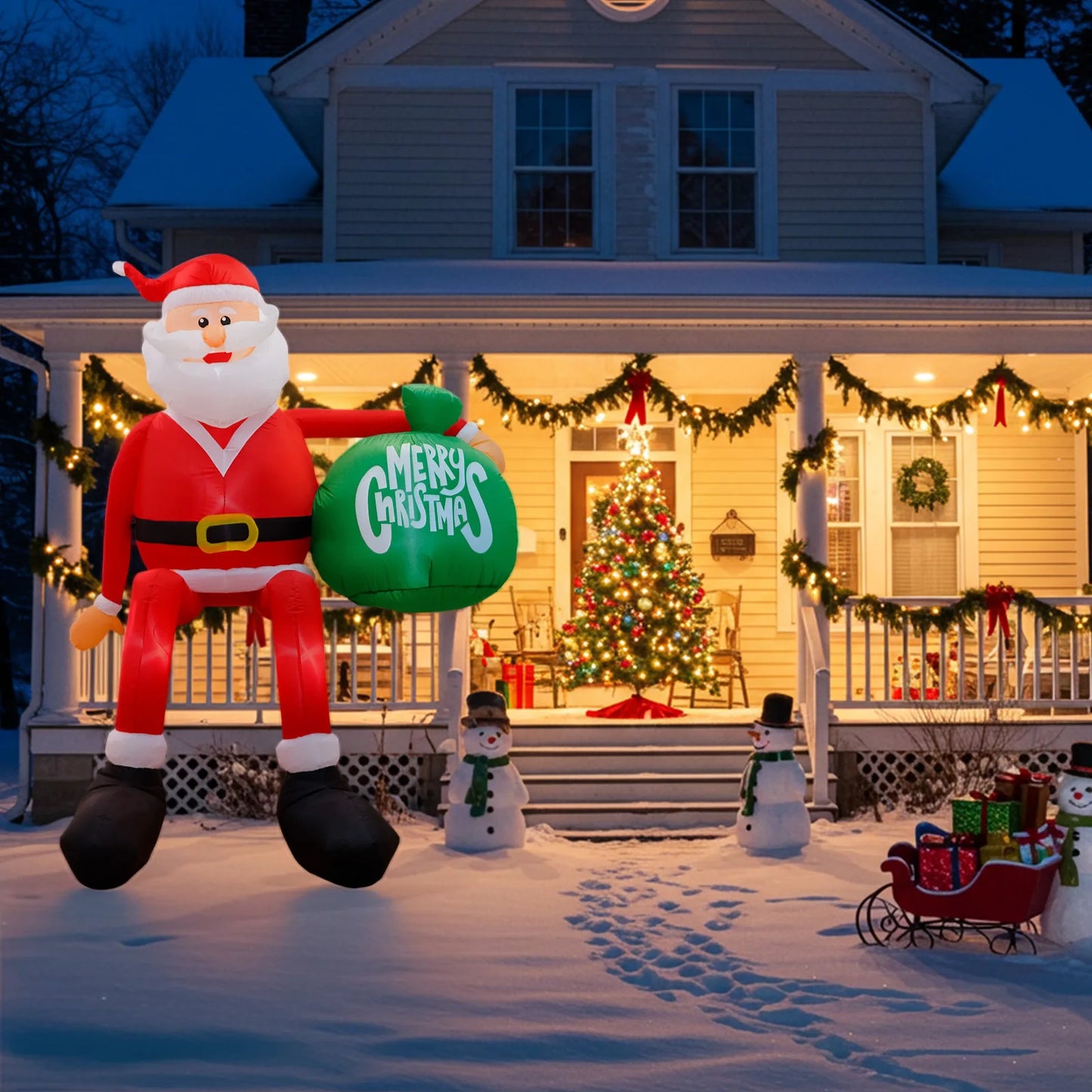 🔥 PureAero™ 2,4 m Klimmende Kerstman – Opvallend Ontwerp, Warme LED-verlichting, Weerbestendig Materiaal