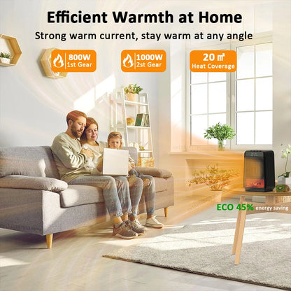 🔥 PureAero FlameAir™ – Keramische Heater met Realistische Vlam & Thermostaat (1000W)