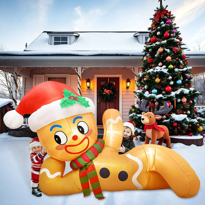 🔥 PureAero™ 3 m Liggende Peperkoekman – XL Formaat, Warme LED-verlichting, Duurzaam Winterontwerp