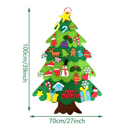 🎄 PureAero™ Felt Kerstboom Met 34 Handgemaakte Ornamenten – Creatief, Kindvriendelijk, Sfeervol