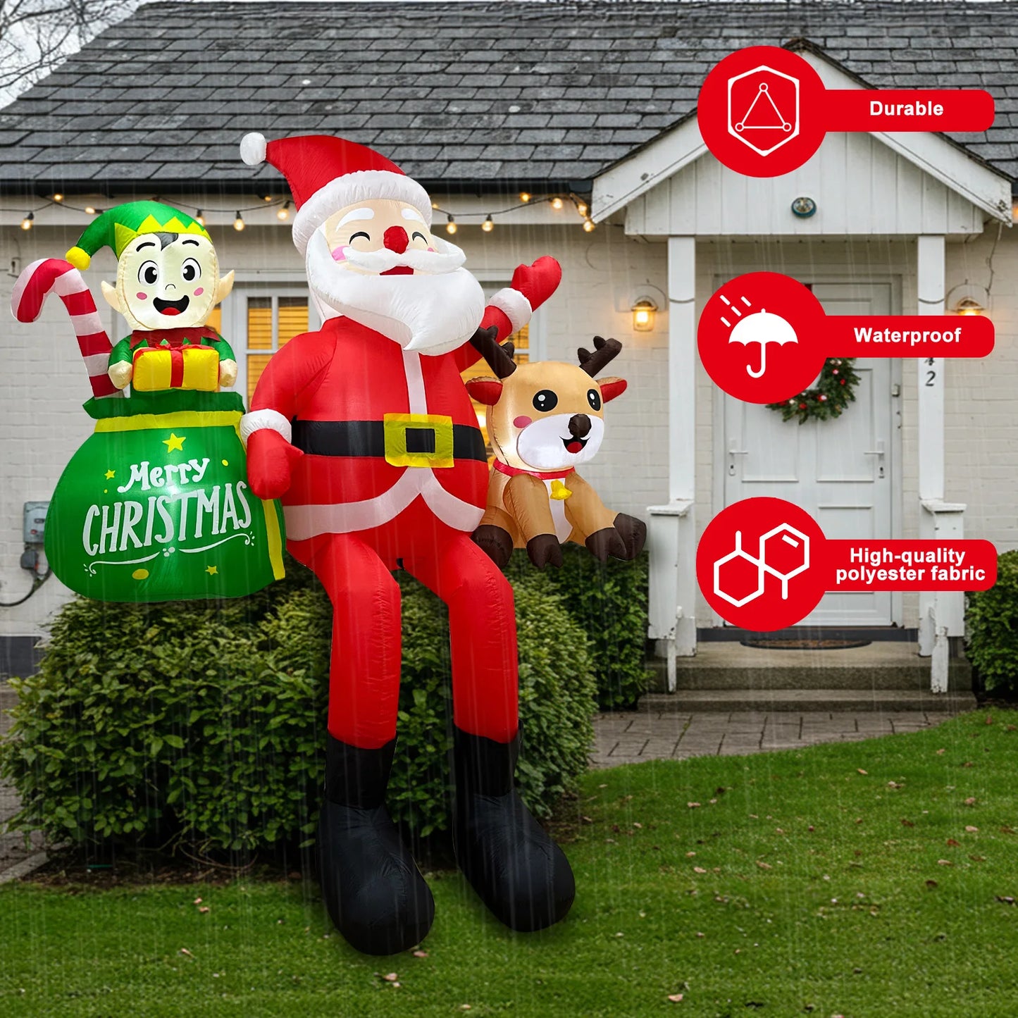 🔥 PureAero™ Kerst Inflatable Zittende Kerstman – Verlichte Feestsfeer, Stijlvol Ontwerp, Duurzaam Gebruik