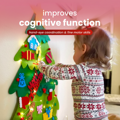 🎄 PureAero™ Felt Kerstboom Met 34 Handgemaakte Ornamenten – Creatief, Kindvriendelijk, Sfeervol