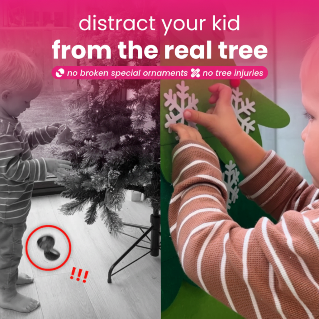 🎄 PureAero™ Felt Kerstboom Met 34 Handgemaakte Ornamenten – Creatief, Kindvriendelijk, Sfeervol