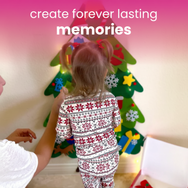 🎄 PureAero™ Felt Kerstboom Met 34 Handgemaakte Ornamenten – Creatief, Kindvriendelijk, Sfeervol