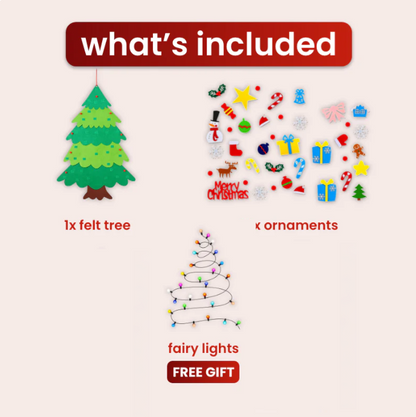 🎄 PureAero™ Felt Kerstboom Met 34 Handgemaakte Ornamenten – Creatief, Kindvriendelijk, Sfeervol