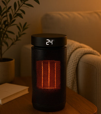 PureAero Smart Heater 2000W – compacte elektrische bijverwarming met thermostaat & afstandsbediening