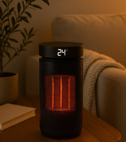 PureAero Smart Heater 2000W – compacte elektrische bijverwarming met thermostaat & afstandsbediening